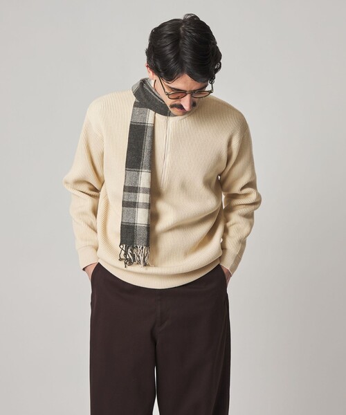 Steven Alan（スティーブンアラン）の「＜Steven Alan＞ T/C 9G アゼ ハーフジップ ドライバーズ ニット（ニット/セーター・メンズ・ブラック/オフホワイト・S/M/L/XL）」の7枚目の写真