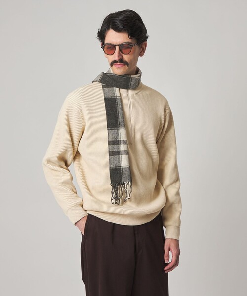 Steven Alan（スティーブンアラン）の「＜Steven Alan＞ T/C 9G アゼ ハーフジップ ドライバーズ ニット（ニット/セーター・メンズ・ブラック/オフホワイト・S/M/L/XL）」の8枚目の写真