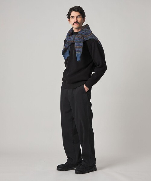 Steven Alan（スティーブンアラン）の「＜Steven Alan＞ T/C 9G アゼ ハーフジップ ドライバーズ ニット（ニット/セーター・メンズ・ブラック/オフホワイト・S/M/L/XL）」の9枚目の写真