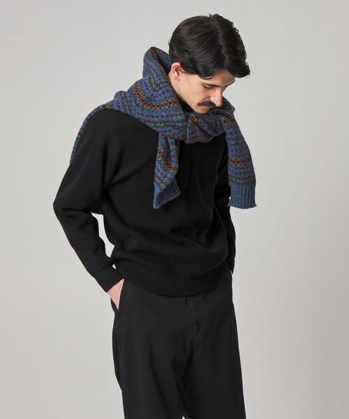 Steven Alan（スティーブンアラン）の「＜Steven Alan＞ T/C 9G アゼ ハーフジップ ドライバーズ ニット（ニット/セーター・メンズ・ブラック/オフホワイト・S/M/L/XL）」の11枚目の写真