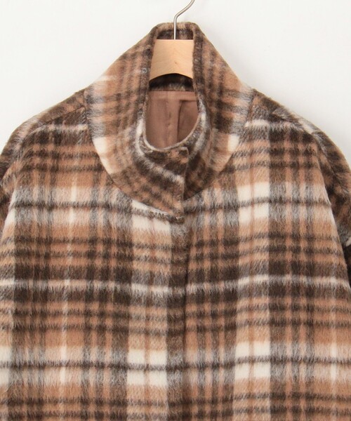 MICO COULIER（ミコクリエ）の「シャギーチェック後コクーンショートコート（テーラードジャケット・レディース・ブラウン系その他/グレー系その他・38）」の20枚目の写真