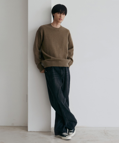 NODU（ノードユー）の「フォーマルベーシックラウンドニット[モカ]（ニット/セーター・メンズ・その他・MEDIUM/LARGE）」の3枚目の写真