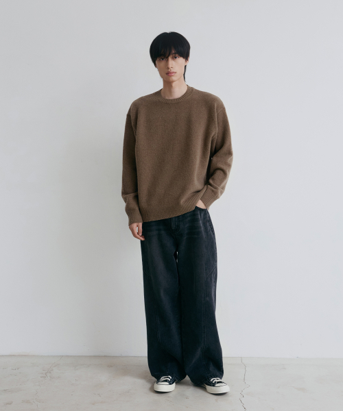 NODU（ノードユー）の「フォーマルベーシックラウンドニット[モカ]（ニット/セーター・メンズ・その他・MEDIUM/LARGE）」の4枚目の写真