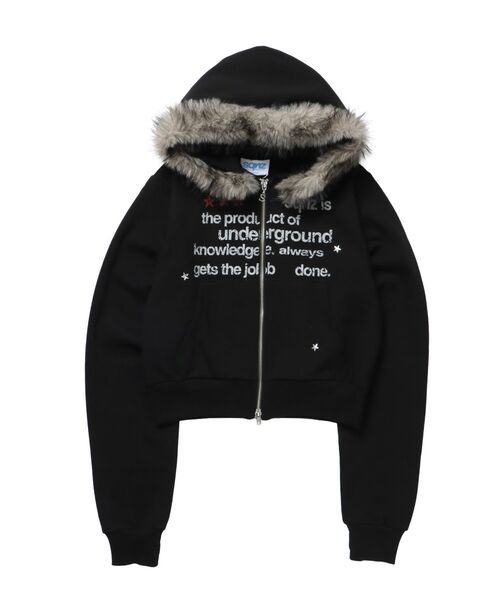 SEQUENZ（シークエンズ）の「※WEB限定 / フェイクファー / レディース短丈ジップパーカー / sqnzfur zip pk（パーカー・レディース・ダークネイビー/ライトグレー/ブラック/ピンク系その他2・FREE）」の21枚目の写真