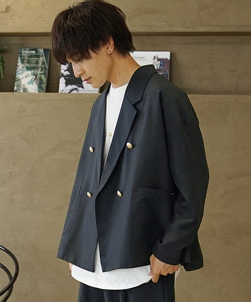 MinoriTY(マイノリティ)の「【MinoriTY】トロピカルシャンブレー素材ダブルテーラードジャケット メンズ 秋服 春服(テーラードジャケット・メンズ・ベージュ/ブラック/カーキ/ボルドー/チャコール/ネイビー・L/M/S)」の5枚目の写真