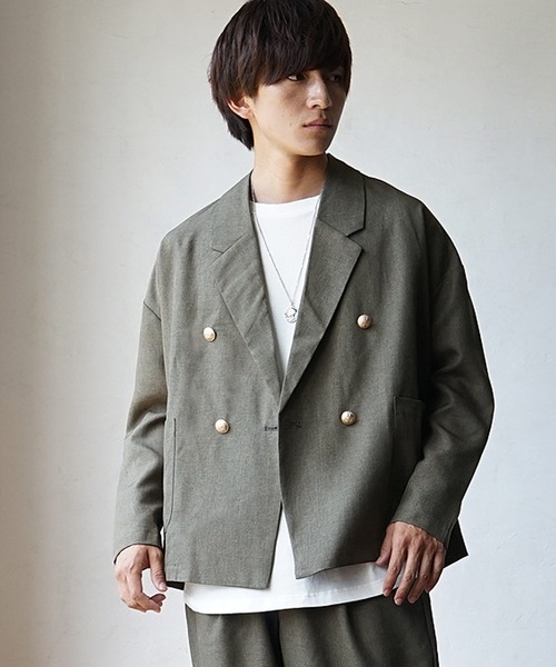 MinoriTY(マイノリティ)の「【MinoriTY】トロピカルシャンブレー素材ダブルテーラードジャケット メンズ 秋服 春服(テーラードジャケット・メンズ・ベージュ/ブラック/カーキ/ボルドー/チャコール/ネイビー・L/M/S)」の12枚目の写真