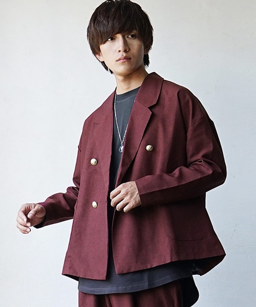 MinoriTY(マイノリティ)の「【MinoriTY】トロピカルシャンブレー素材ダブルテーラードジャケット メンズ 秋服 春服(テーラードジャケット・メンズ・ベージュ/ブラック/カーキ/ボルドー/チャコール/ネイビー・L/M/S)」の7枚目の写真