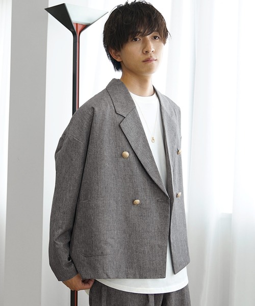 MinoriTY(マイノリティ)の「【MinoriTY】トロピカルシャンブレー素材ダブルテーラードジャケット メンズ 秋服 春服(テーラードジャケット・メンズ・ベージュ/ブラック/カーキ/ボルドー/チャコール/ネイビー・L/M/S)」の18枚目の写真