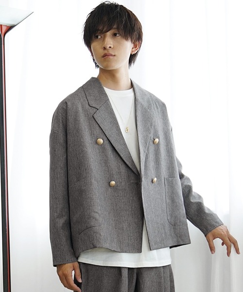 MinoriTY(マイノリティ)の「【MinoriTY】トロピカルシャンブレー素材ダブルテーラードジャケット メンズ 秋服 春服(テーラードジャケット・メンズ・ベージュ/ブラック/カーキ/ボルドー/チャコール/ネイビー・L/M/S)」の19枚目の写真