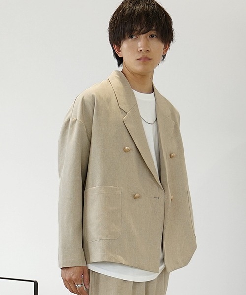 MinoriTY(マイノリティ)の「【MinoriTY】トロピカルシャンブレー素材ダブルテーラードジャケット メンズ 秋服 春服(テーラードジャケット・メンズ・ベージュ/ブラック/カーキ/ボルドー/チャコール/ネイビー・L/M/S)」の22枚目の写真