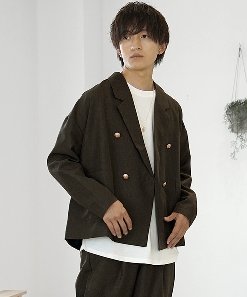 MinoriTY(マイノリティ)の「【MinoriTY】トロピカルシャンブレー素材ダブルテーラードジャケット メンズ 秋服 春服(テーラードジャケット・メンズ・ベージュ/ブラック/カーキ/ボルドー/チャコール/ネイビー・L/M/S)」の15枚目の写真