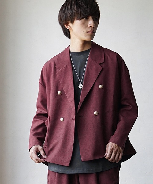 MinoriTY(マイノリティ)の「【MinoriTY】トロピカルシャンブレー素材ダブルテーラードジャケット メンズ 秋服 春服(テーラードジャケット・メンズ・ベージュ/ブラック/カーキ/ボルドー/チャコール/ネイビー・L/M/S)」の9枚目の写真