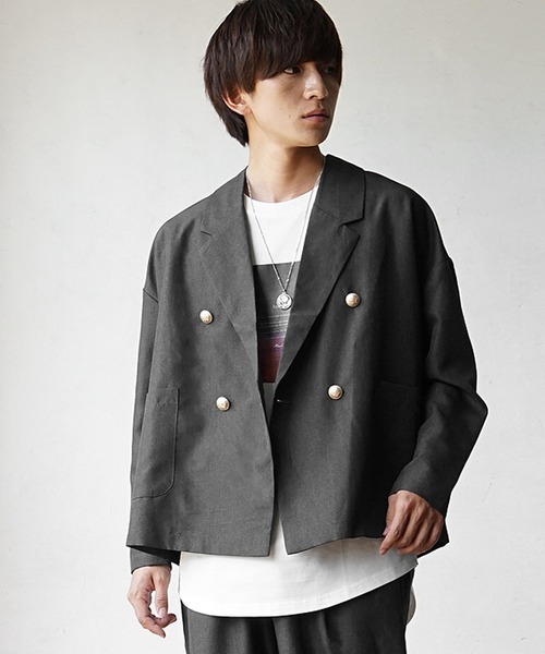 MinoriTY(マイノリティ)の「【MinoriTY】トロピカルシャンブレー素材ダブルテーラードジャケット メンズ 秋服 春服(テーラードジャケット・メンズ・ベージュ/ブラック/カーキ/ボルドー/チャコール/ネイビー・L/M/S)」の10枚目の写真