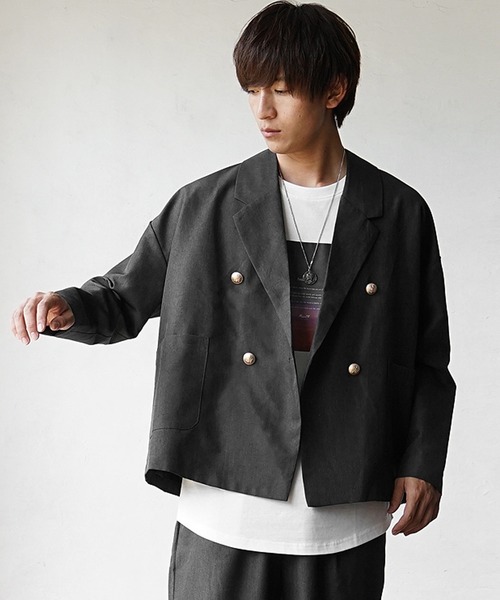 MinoriTY(マイノリティ)の「【MinoriTY】トロピカルシャンブレー素材ダブルテーラードジャケット メンズ 秋服 春服(テーラードジャケット・メンズ・ベージュ/ブラック/カーキ/ボルドー/チャコール/ネイビー・L/M/S)」の11枚目の写真