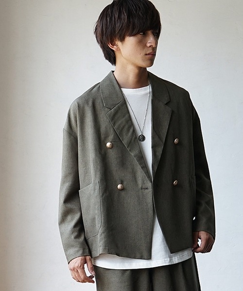 MinoriTY(マイノリティ)の「【MinoriTY】トロピカルシャンブレー素材ダブルテーラードジャケット メンズ 秋服 春服(テーラードジャケット・メンズ・ベージュ/ブラック/カーキ/ボルドー/チャコール/ネイビー・L/M/S)」の14枚目の写真