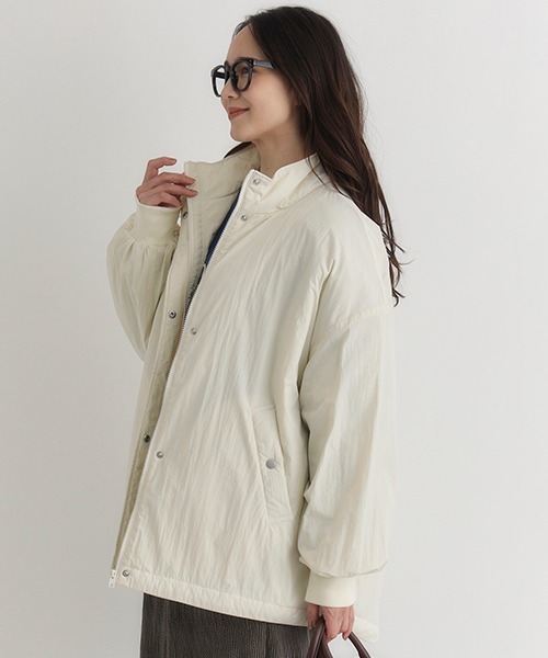 Right-on(ライトオン)の「HONEYSUCKLE ROSE(ハニーサックルローズ)【レディース】スタンドネックジャケット(ミリタリージャケット・レディース・ブラック/オフホワイト・M/L)」の3枚目の写真