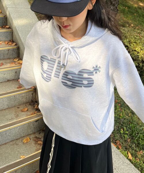 GRAVER（グレーバー）の「[ユニセックス]GRAE-Sストライプフードパーカー_メランジホワイト（パーカー・レディース・ホワイト・SMALL/MEDIUM/LARGE）」の3枚目の写真