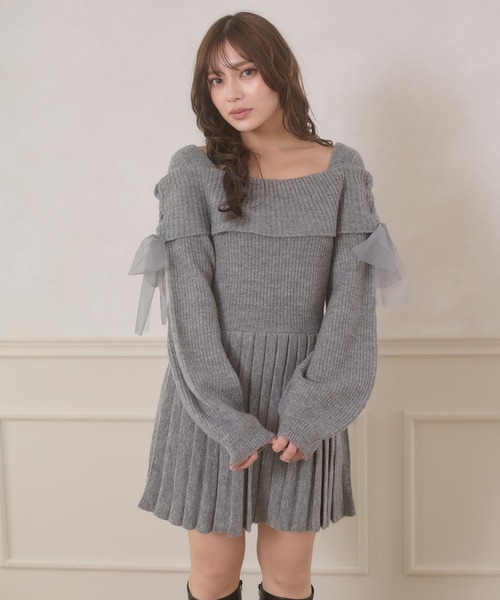 Ambre Neige(アンブルネージュ)の「saide lace up pleated knit mini dress / サイドレースアッププリーツニットミニワンピース(ワンピース・レディース・グレー/アイボリー/ブラック・FREE)」の22枚目の写真