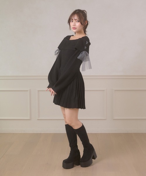 Ambre Neige(アンブルネージュ)の「saide lace up pleated knit mini dress / サイドレースアッププリーツニットミニワンピース(ワンピース・レディース・グレー/アイボリー/ブラック・FREE)」の18枚目の写真