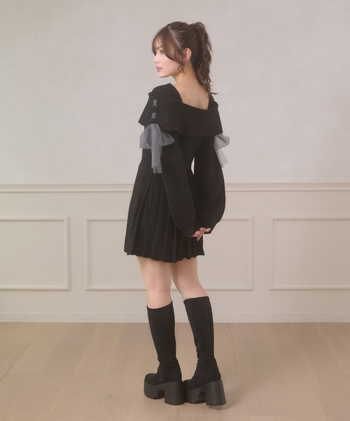Ambre Neige(アンブルネージュ)の「saide lace up pleated knit mini dress / サイドレースアッププリーツニットミニワンピース(ワンピース・レディース・グレー/アイボリー/ブラック・FREE)」の21枚目の写真