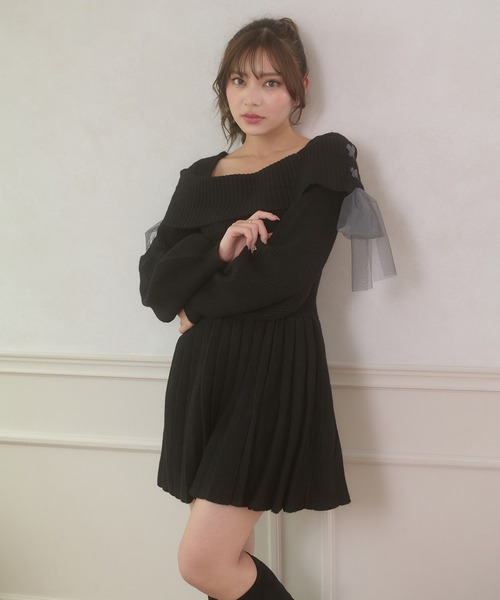 Ambre Neige(アンブルネージュ)の「saide lace up pleated knit mini dress / サイドレースアッププリーツニットミニワンピース(ワンピース・レディース・グレー/アイボリー/ブラック・FREE)」の13枚目の写真