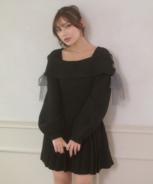 Ambre Neige(アンブルネージュ)の「saide lace up pleated knit mini dress / サイドレースアッププリーツニットミニワンピース(ワンピース・レディース・グレー/アイボリー/ブラック・FREE)」の14枚目の写真