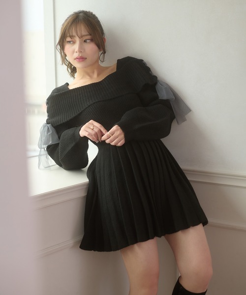 Ambre Neige(アンブルネージュ)の「saide lace up pleated knit mini dress / サイドレースアッププリーツニットミニワンピース(ワンピース・レディース・グレー/アイボリー/ブラック・FREE)」の15枚目の写真