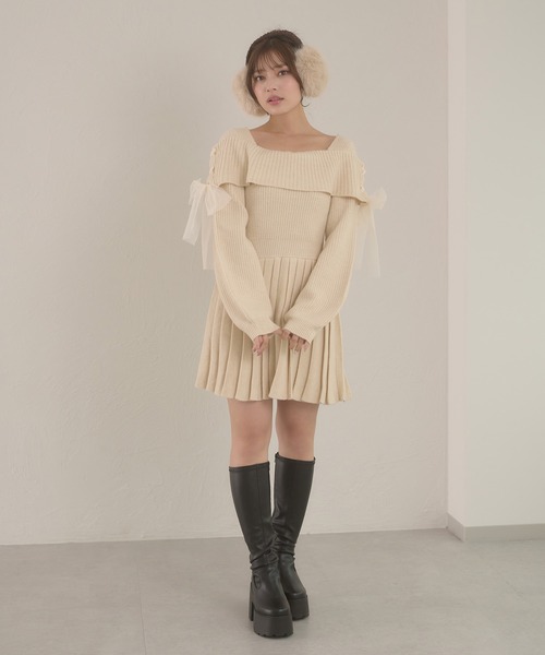 ワンピース Renon pleats mini dress beige one after another NICE CLAUP ワンピース 「Nono企画」トップスセット