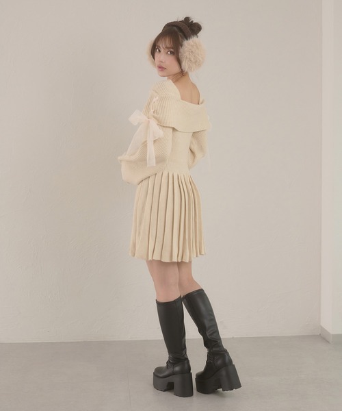 Ambre Neige(アンブルネージュ)の「saide lace up pleated knit mini dress / サイドレースアッププリーツニットミニワンピース(ワンピース・レディース・グレー/アイボリー/ブラック・FREE)」の12枚目の写真