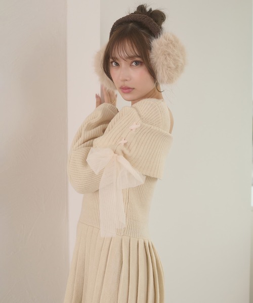Ambre Neige(アンブルネージュ)の「saide lace up pleated knit mini dress / サイドレースアッププリーツニットミニワンピース(ワンピース・レディース・グレー/アイボリー/ブラック・FREE)」の5枚目の写真