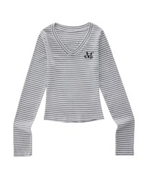 エマVネックストライプロングスリーブTシャツ（3カラー）