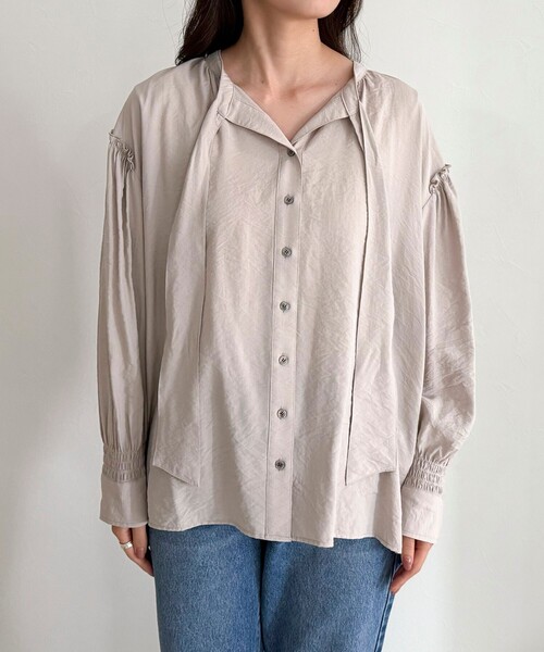 フレディエミュ（fredy emue）/ボウタイギャザーブラウス セール】ボウタイギャザーブラウス（シャツ/ブラウス）｜fredy emue