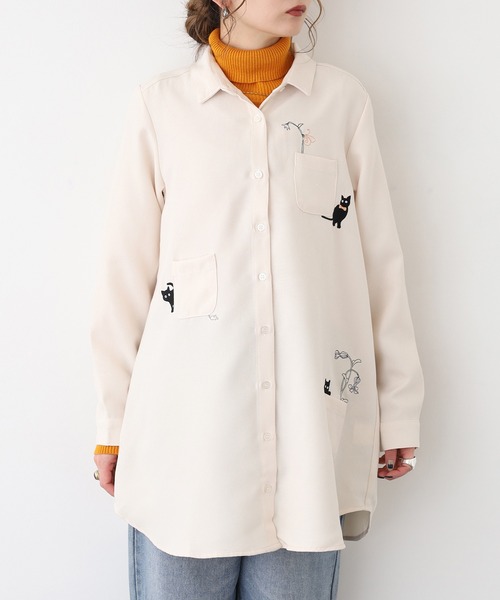 Quelle Chance(ケルシャンス)の「ポケ猫刺繍チュニック(チュニック・レディース・キナリ/ネイビー/チャコールグレー・M/L)」の22枚目の写真