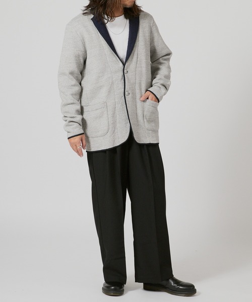 FLISTFIA（フリストフィア）の「FLISTFIA Jacket Cardigan / JC03016 秋服 冬服（テーラードジャケット・メンズ・チャコール/ライトグレー・3/4）」の7枚目の写真