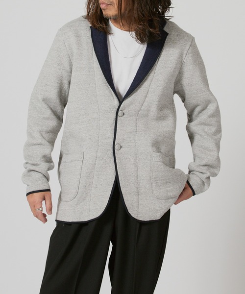 FLISTFIA（フリストフィア）の「FLISTFIA Jacket Cardigan / JC03016 秋服 冬服（テーラードジャケット・メンズ・チャコール/ライトグレー・3/4）」の3枚目の写真