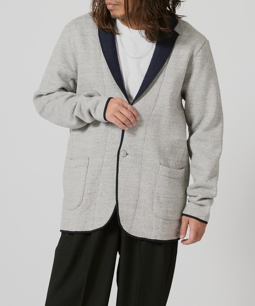 FLISTFIA（フリストフィア）の「FLISTFIA Jacket Cardigan / JC03016 秋服 冬服（テーラードジャケット・メンズ・チャコール/ライトグレー・3/4）」の4枚目の写真