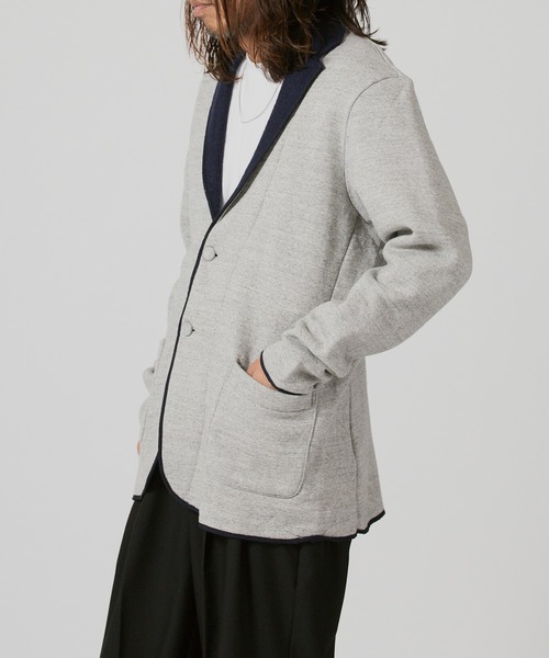 FLISTFIA（フリストフィア）の「FLISTFIA Jacket Cardigan / JC03016 秋服 冬服（テーラードジャケット・メンズ・チャコール/ライトグレー・3/4）」の5枚目の写真
