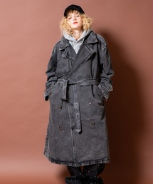 a.p.o.v.（エーピーオービー）の「a.p.o.v. ヴィンテージブリーチ＆オーバーダイデニムスーパーオーバーサイズダブルトレンチコート（トレンチコート）」
