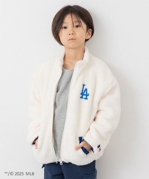 MLB(メジャーリーグベースボール)の「〈MLB〉刺繍ロゴ ボアジャケット(ブルゾン・キッズ・ベージュ/クリーム/ブラック・100cm/110cm/120cm/130cm/140cm/150cm/160cm)」の3枚目の写真