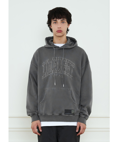 LIMELIGHT APPAREL(ライムライトアパレル)の「アパレルピグメントアーチロゴオーバーサイズフードパーカー(チャコール/ライムライト)(パーカー・メンズ・その他・SMALL/MEDIUM/LARGE/X-LARGE)」の1枚目の写真