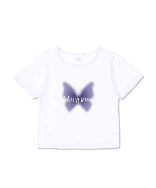 ASTRAL PROJECTION(アストラルプロジェクション)の「マリポサ スーピマ スパン クロップTシャツ_ホワイト(Tシャツ/カットソー・レディース・その他・LARGE/MEDIUM/SMALL)」の2枚目の写真