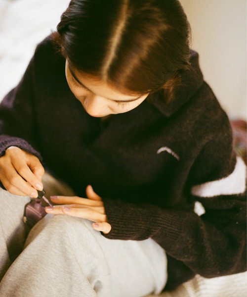 PAMM（パム）の「PAMMのスキッパーニット（ニット/セーター・レディース・ダークブラウン/ブラック系/ミント・2/3）」の7枚目の写真