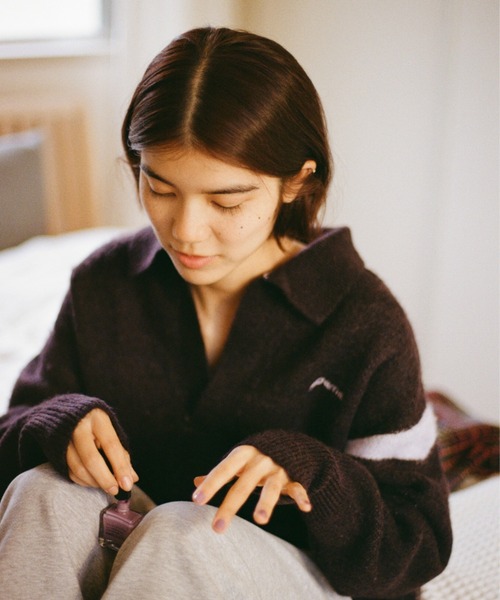 PAMM（パム）の「PAMMのスキッパーニット（ニット/セーター・レディース・ダークブラウン/ブラック系/ミント・2/3）」の8枚目の写真