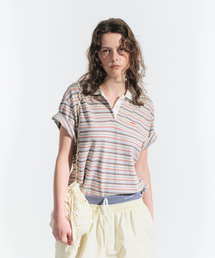 grove | TIA STRIPE PIQUE SHIRT (BEIGE)(ポロシャツ)