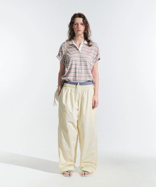 grove（グローブ）の「TIA STRIPE PIQUE SHIRT (BEIGE)（ポロシャツ・レディース・ベージュ・FREE）」の2枚目の写真