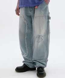 suade（スエード）の「DAMAGED DOUBLE KNEE PANTS [LIGHT BLUE]（デニムパンツ）」
