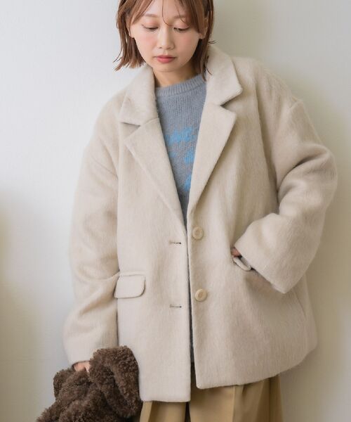 RETRO GIRL（レトロガール）の「FウールシャギーテーラーJK（テーラードジャケット・レディース・ブラウン/ベージュ/チャコールグレー・FREE）」の3枚目の写真