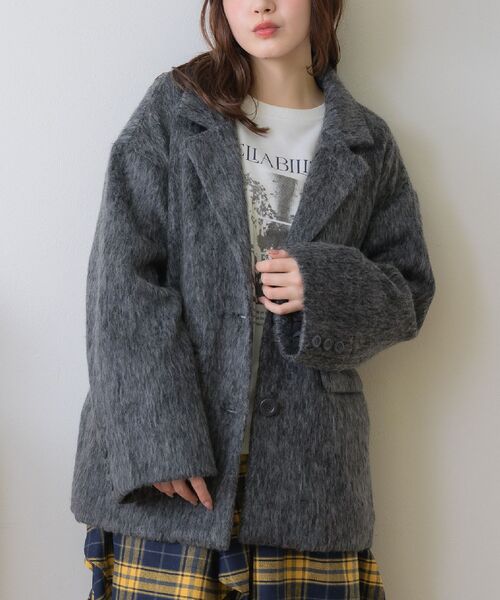 RETRO GIRL（レトロガール）の「FウールシャギーテーラーJK（テーラードジャケット・レディース・ブラウン/ベージュ/チャコールグレー・FREE）」の2枚目の写真