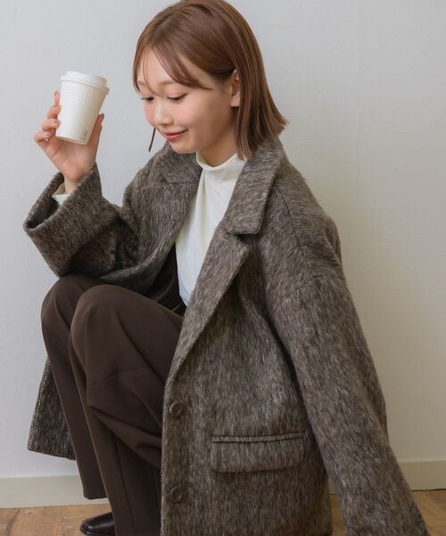 RETRO GIRL（レトロガール）の「FウールシャギーテーラーJK（テーラードジャケット・レディース・ブラウン/ベージュ/チャコールグレー・FREE）」の4枚目の写真