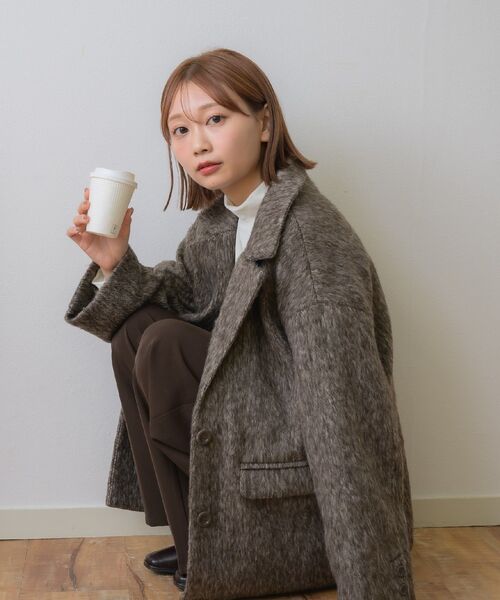RETRO GIRL（レトロガール）の「FウールシャギーテーラーJK（テーラードジャケット・レディース・ブラウン/ベージュ/チャコールグレー・FREE）」の5枚目の写真